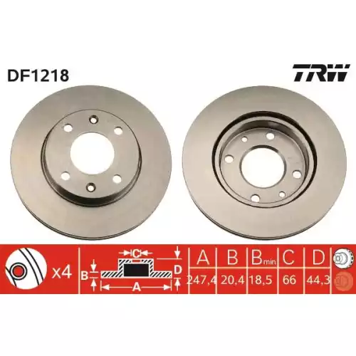 TRW Ön Fren Diski Havalı 247mmmm DF1218