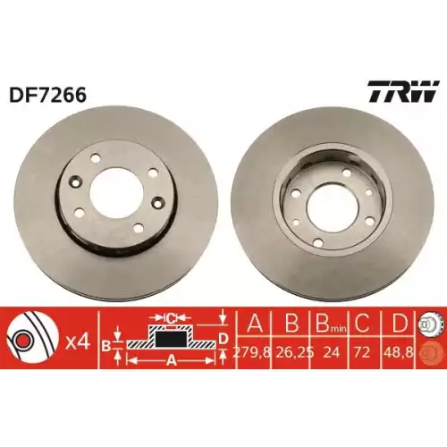 TRW Ön Fren Diski Havalı 280.4.mm DF7266