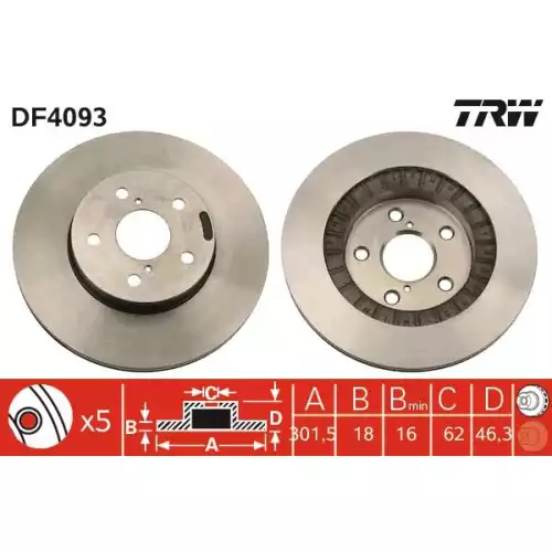 TRW Ön Fren Diski Havalı 302.5mm DF4093