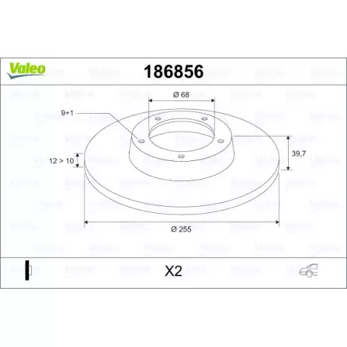 VALEO Arka Fren Diski Takım 186856