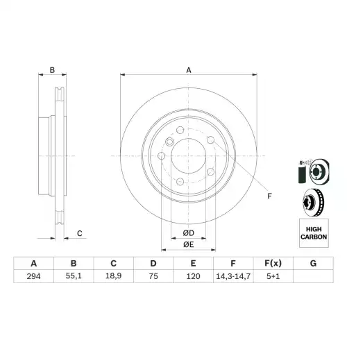 BOSCH Arka Fren Diski Havalı 0986478570