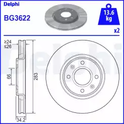 DELPHI Ön Fren Diski Havalı BG3622