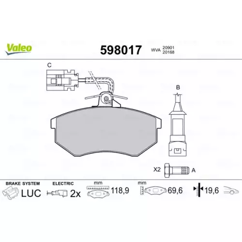 VALEO Ön Fren Balatası Tk 598017