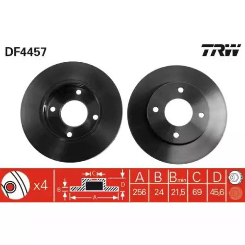 TRW Ön Fren Diski Havalı 250mmmm DF4457