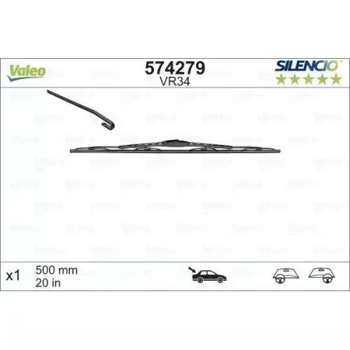 VALEO Silecek Süpürgesi Sılencıo Arka 500mm 574279