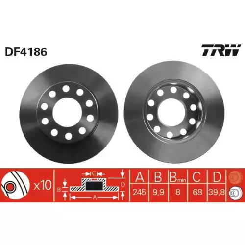 TRW Arka Fren Diski Takım DF4186