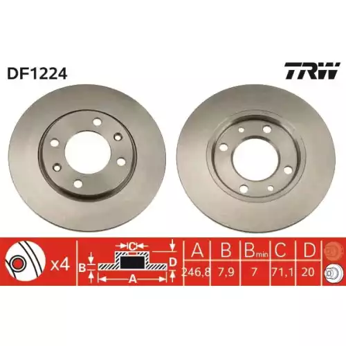 TRW Arka Fren Diski Düz DF1224