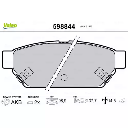 VALEO Arka Fren Balatası Tk 598844