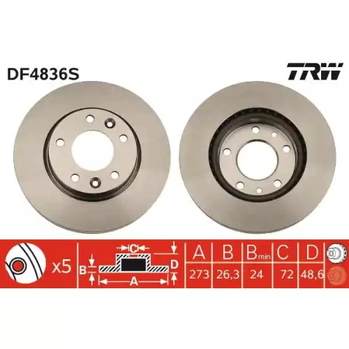 TRW Ön Fren Diski Havalı 274.5.mm DF4836S