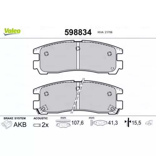 VALEO Arka Fren Balatası Tk 598834