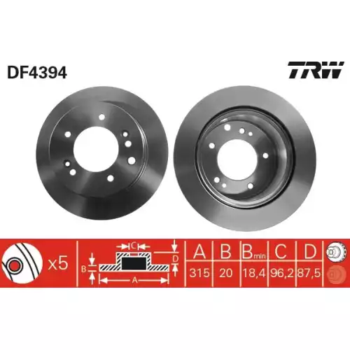 TRW Arka Fren Diski DF4394