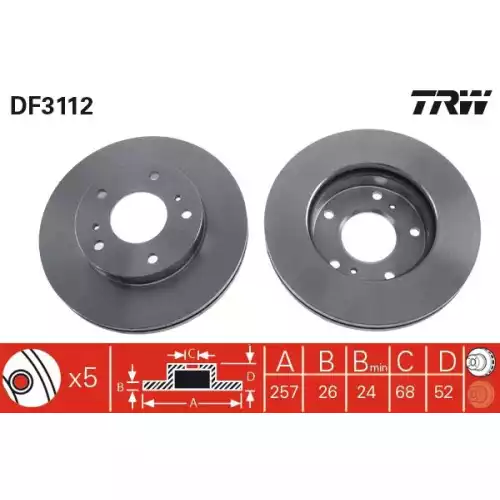 TRW Ön Fren Diski Havalı 257.5.mm DF3112