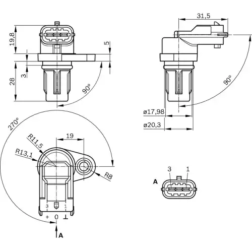 BOSCH Eksantrik Mil Sensörü 0232103097