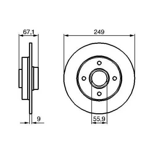 BOSCH Arka Fren Diski Düz 249Mm 0986479219