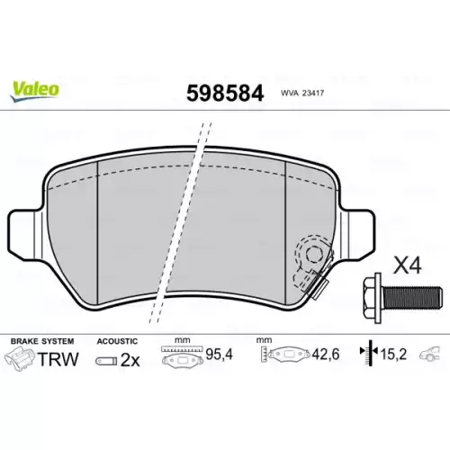 VALEO Arka Fren Balatası Tk 598584