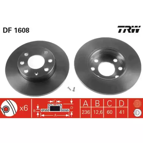 TRW Ön Fren Diski Havasız Takım DF1608