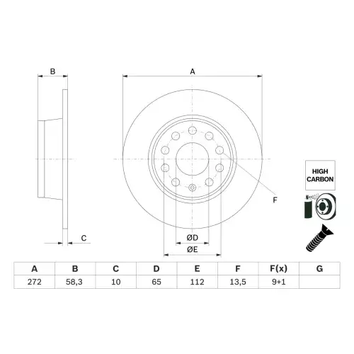 BOSCH Fren Diski Arka Adet 0986479F23