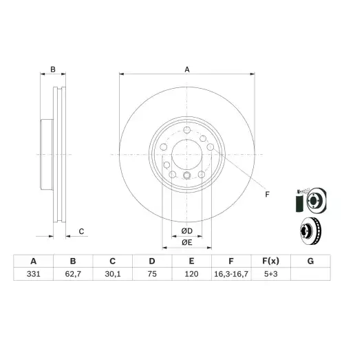 BOSCH Ön Fren Diski [332 / 30284 MM] 0986478974