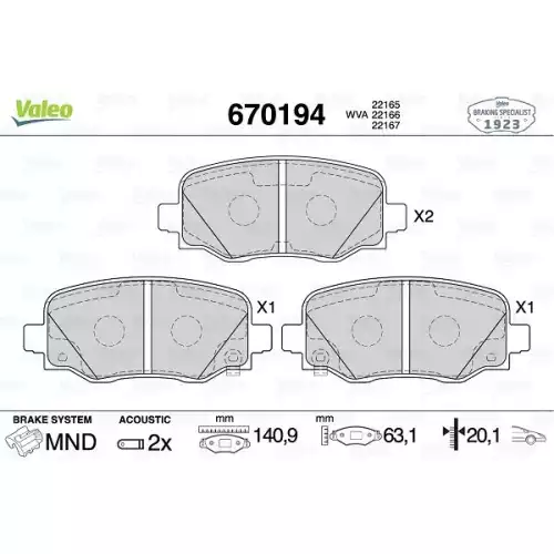 VALEO Ön Fren Balatası Takım 670194