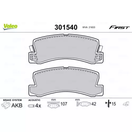 VALEO Arka Fren Balatası Tk 301540