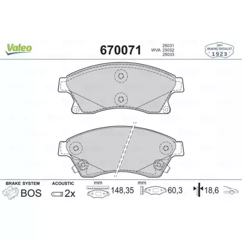 VALEO Ön Fren Balatası Tk 15 Inch 276Mm Dıskler Içın. 670071