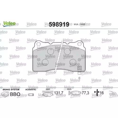 VALEO Ön Fren Balatası Tk 598919