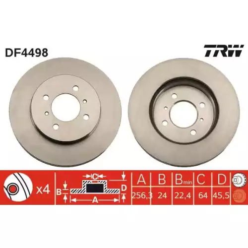 TRW Ön Fren Diski Havalı 256.4.mm DF4498