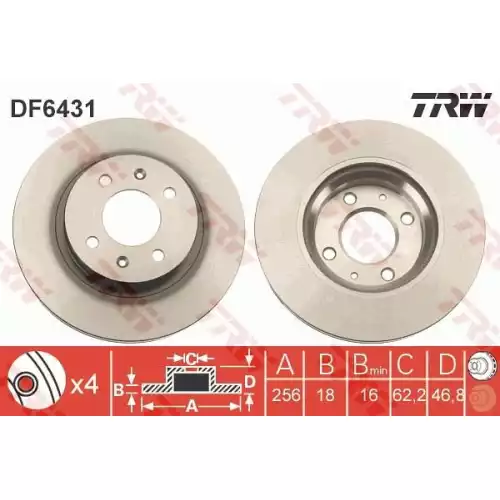 TRW Ön Fren Diski Havalı 256.4.mm DF6431