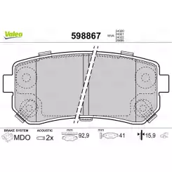 VALEO Arka Fren Balatası Tk 598867