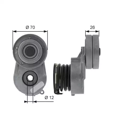 GATES Alternatör V Kayış Gergi Rulmanı Kütüklü T38496