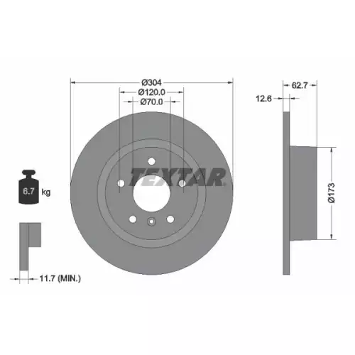 TEXTAR Arka Fren Diski 92095203