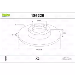 VALEO Ön Fren Diski Düz 228mm 186226