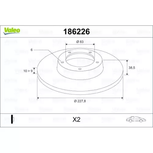 VALEO Ön Fren Diski Düz 228mm 186226