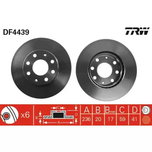 TRW Ön Fren Diski Havalı 236mm Takım DF4439