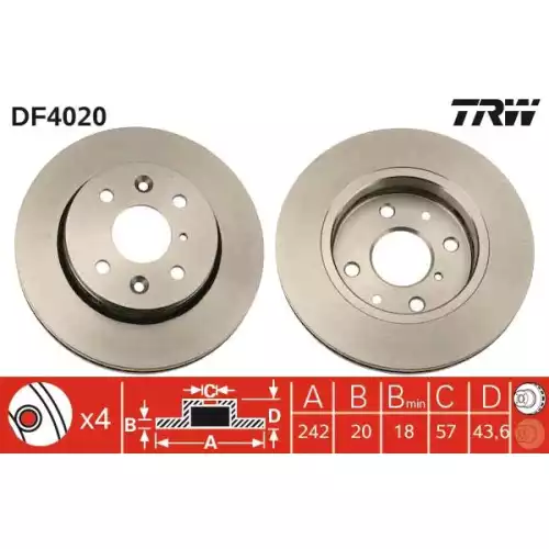 TRW Ön Fren Diski Havalı 242.4.mm DF4020