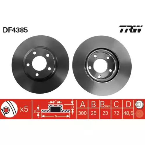 TRW Ön Fren Diski Havalı 300.5mm DF4385