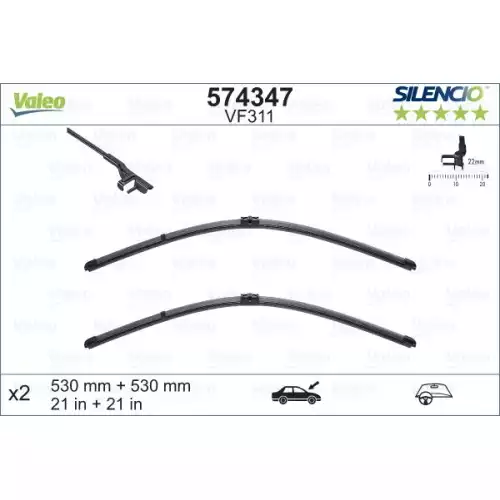 VALEO Ön Cam Silecek Süpürgesi Flat Blade X2 Vm311 530 530 574347