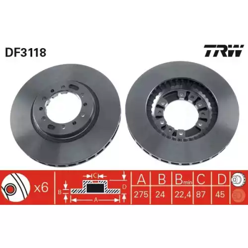 TRW Ön Fren Diski Havalı 276.6mm DF3118