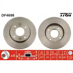 TRW Ön Fren Diski Havalı 257.4mm DF4698