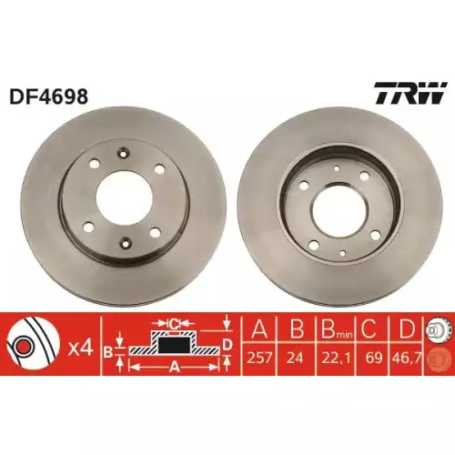 TRW Ön Fren Diski Havalı 257.4mm DF4698