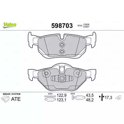 VALEO Arka Fren Balatası Tk 598703