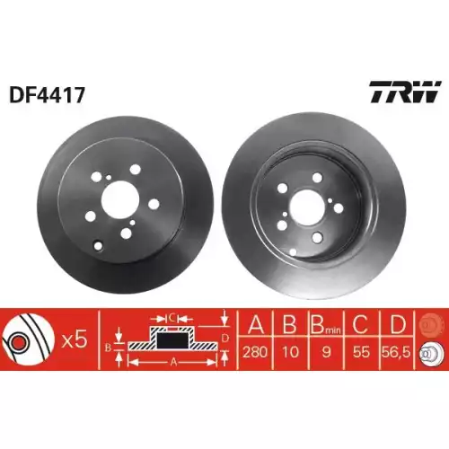 TRW Arka Fren Diski Düz DF4417