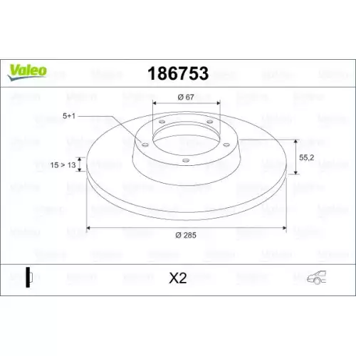 VALEO Arka Fren Diski Takım 186753