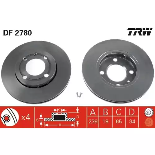 TRW Ön Fren Diski Havalı 239.4.mm DF2780