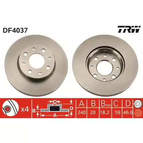 TRW Ön Fren Diski Takım DF4037