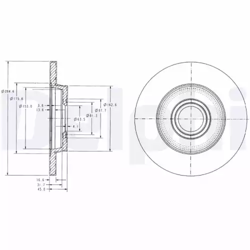 DELPHI Arka Fren Diski Dolu Ø280 5 Bıjon BG3416