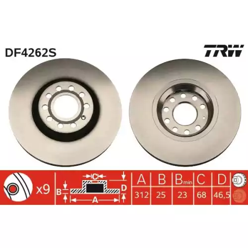 TRW Ön Fren Diski Havalı 312.5.mm DF4262S