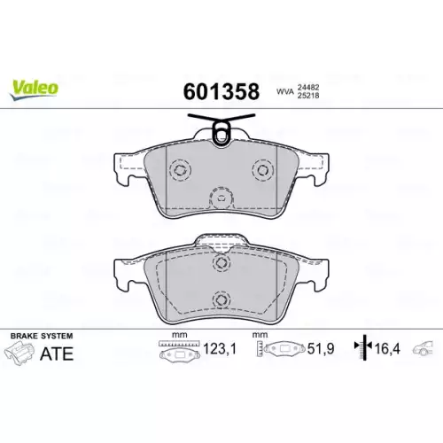 VALEO Arka Fren Balatası 601358-670358