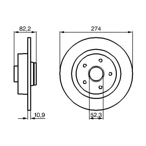 BOSCH Arka Fren Diski Düz 274Mm 0986478744