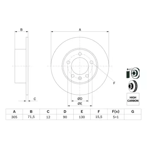 BOSCH Arka Fren Diski 305 Mm Tek Teker Fıyatıdır (K 0986479717